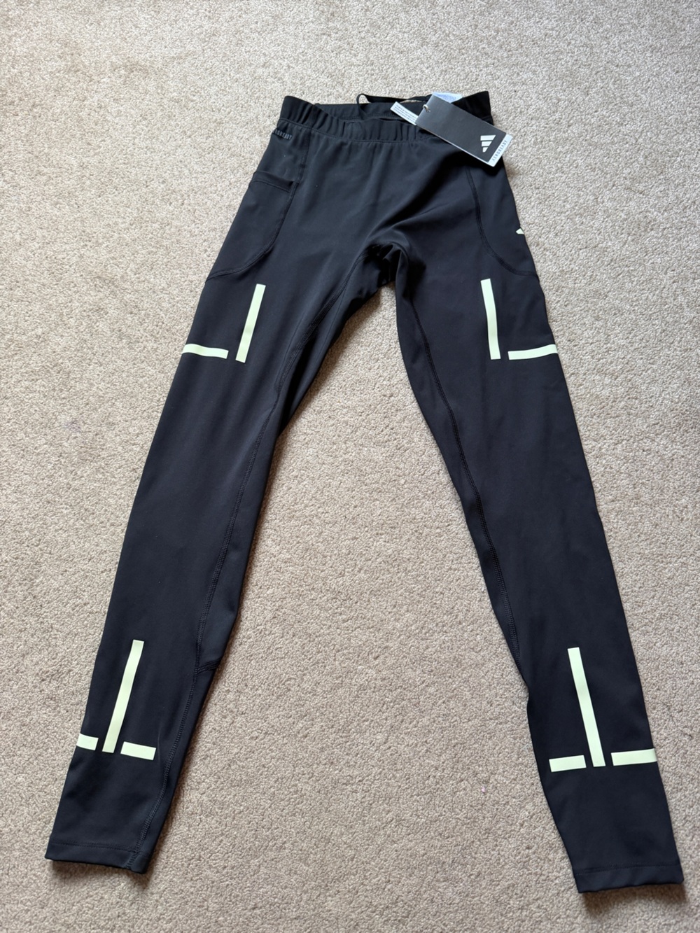 Adidas Fastim Reflective Running Tights Womens 2XS Black Athletic Leggings - Picture 2 of 12